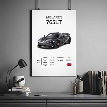 Mclaren 765LT Poster 2 | Mclaren Poster | Supercar Poster
