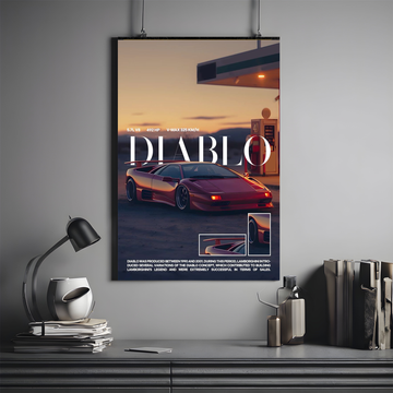 Lamborghini Diablo Poster | Classic Car #04 | Car Poster