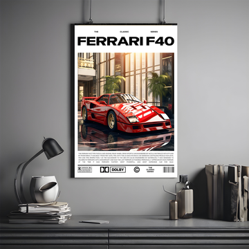 Ferrari F40 Poster | Classic Car #04 | Car Poster