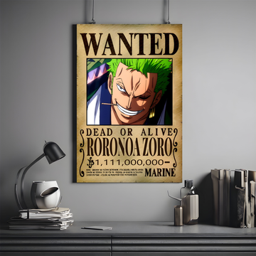 One Piece Wanted Poster - Roronoa Zoro | One Piece #05 | Anime Poster